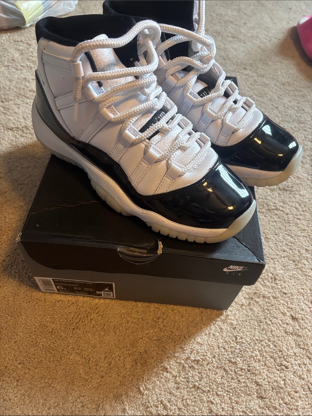 Jordan Kids White and Black High-Top Sneakers